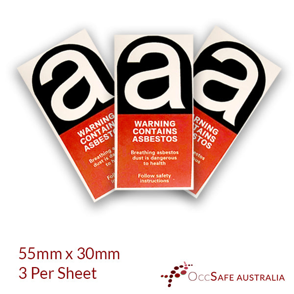 Asbestos Sticker - 55mm x 30mm (Sheet of 3)